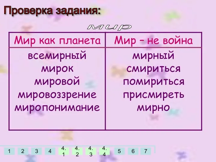 Проверка задания: мир