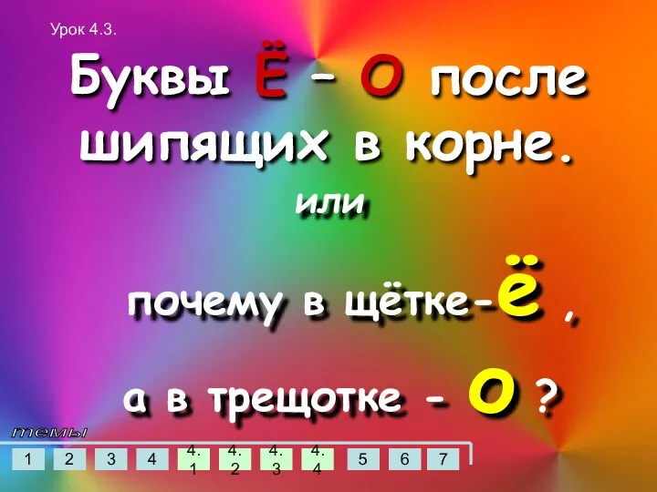 Буквы Ё – О после шипящих в корне. или почему в