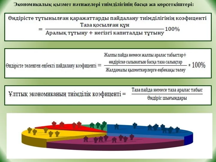 Экономикалық қызмет нәтижелері тиімділігінің басқа жа көрсеткіштері: