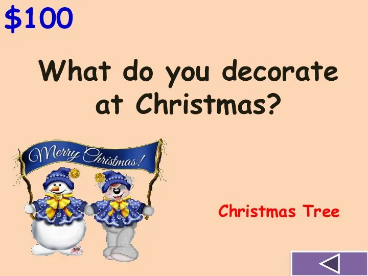 What do you decorate at Christmas? $100 Christmas Tree