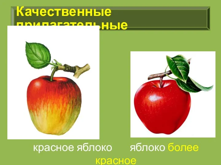 Качественные прилагательные красное яблоко яблоко более красное