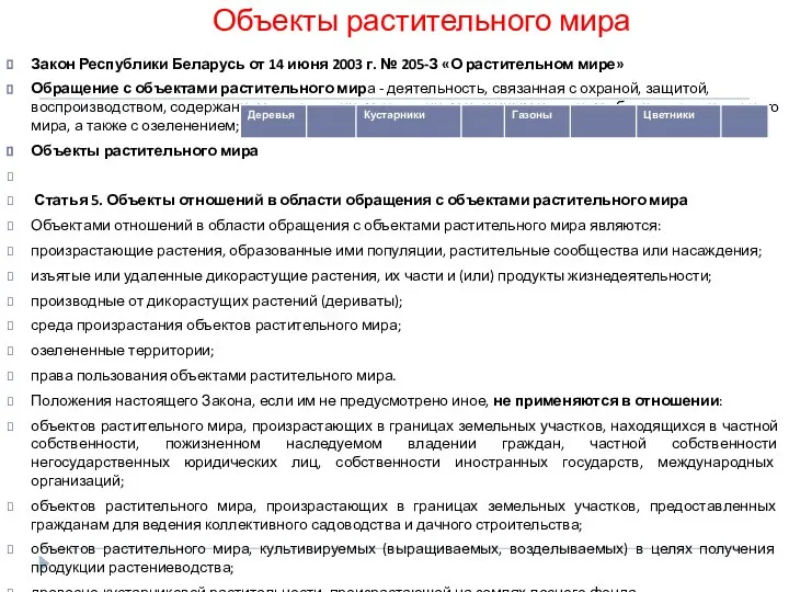 Объекты растительного мира Закон Республики Беларусь от 14 июня 2003 г.