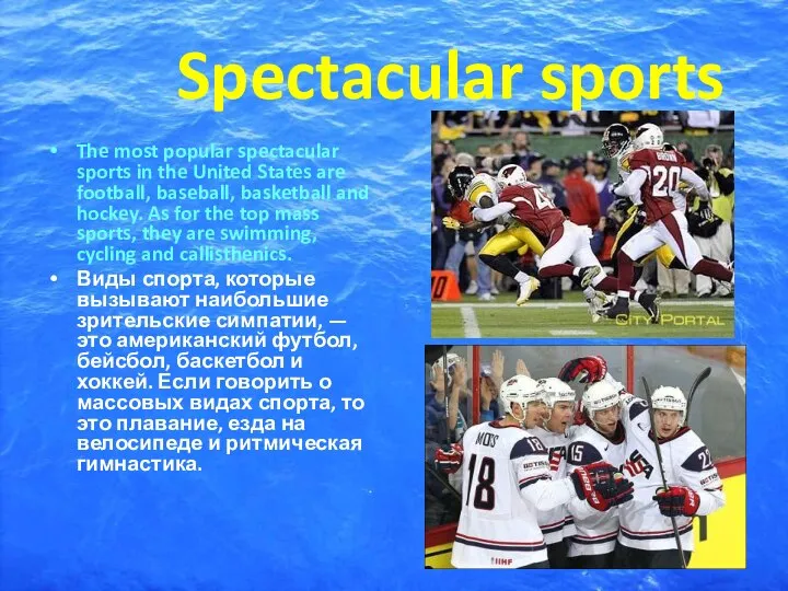 Spectacular sports The most popular spectacular sports in the United States