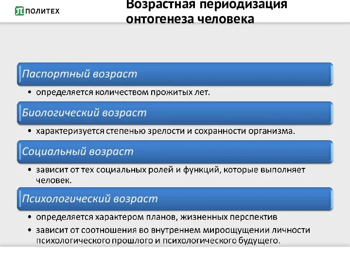 Возрастная периодизация онтогенеза человека