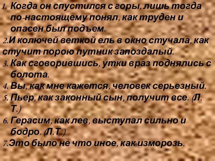 Задание № 1 Когда он спустился с горы, лишь тогда по-настоящему