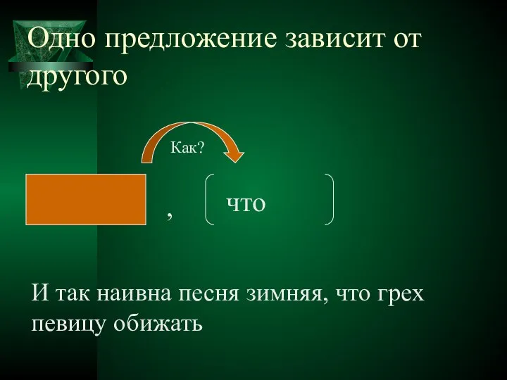 Одно предложение зависит от другого , что И так наивна песня