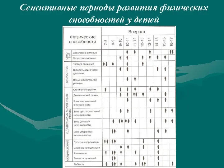 Сенситивные периоды развития физических способностей у детей