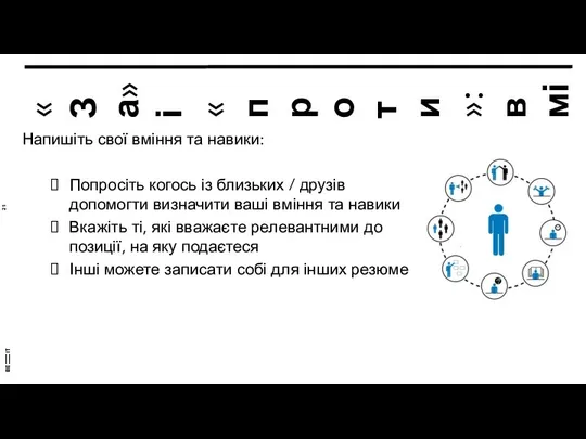 «За» і «проти»: вміння, навики Напишіть свої вміння та навики: Попросіть