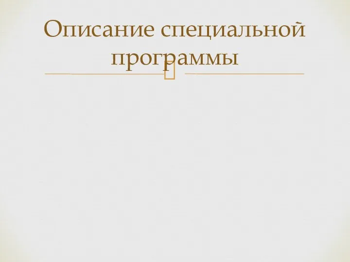 Описание специальной программы