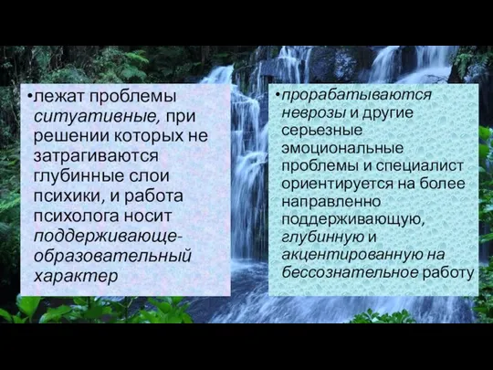 лежат проблемы ситуативные, при решении которых не затрагиваются глубинные слои психики,