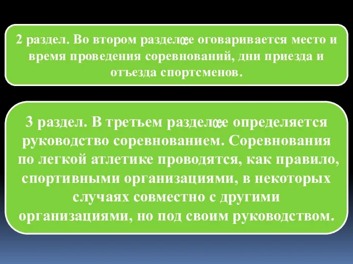 2 раздел. Во втором разделе оговаривается место и время проведения соревнований,