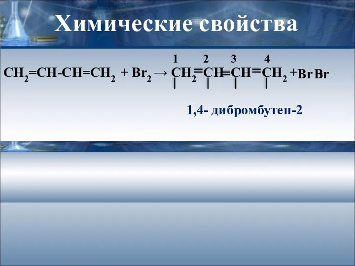 Химические свойства СН2=СН-СН=СН2 + Br2 → СН2 СН СН СН2 +