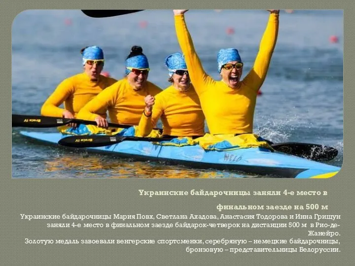Украинские байдарочницы заняли 4-е место в финальном заезде на 500 м