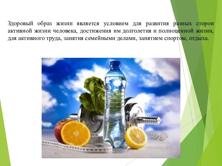 Здоровый образ жизни является условием для развития разных сторон активной жизни