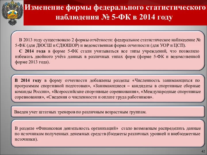 Изменение формы федерального статистического наблюдения № 5-ФК в 2014 году