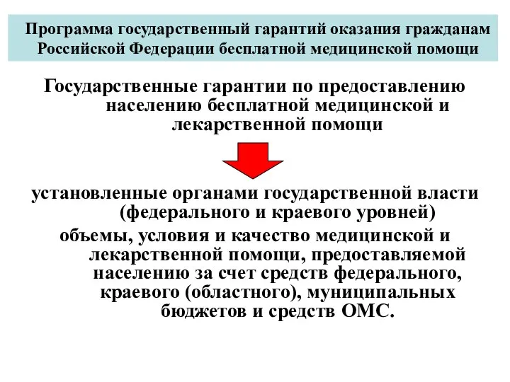 Программа государственный гарантий оказания гражданам Российской Федерации бесплатной медицинской помощи Государственные