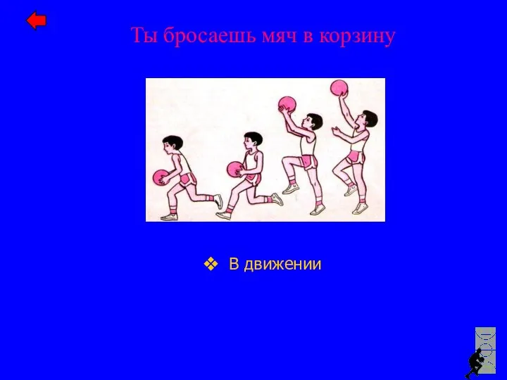 В движении Ты бросаешь мяч в корзину