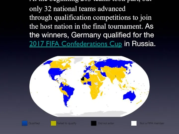 At the beginning 203 teams took part, but only 32 national