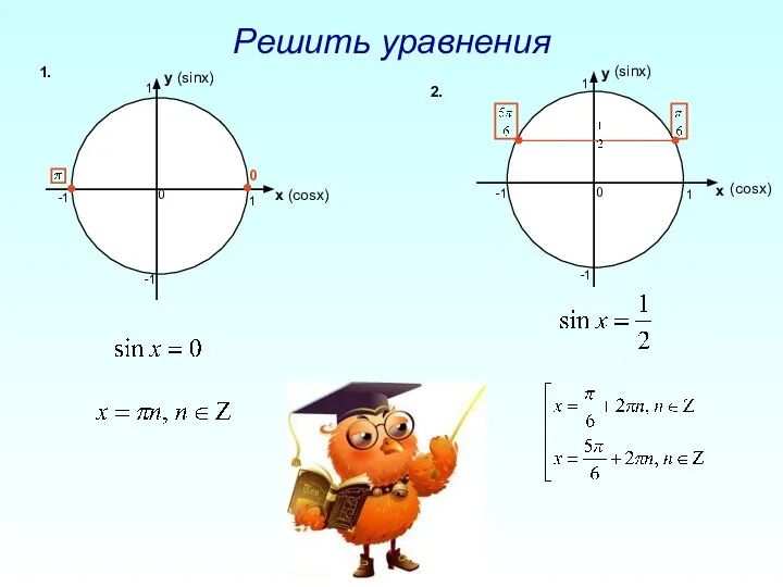 Решить уравнения у х -1 1 1 -1 0 (sinx) (cosx)