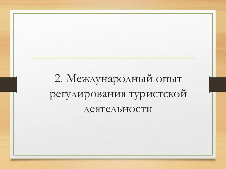 2. Международный опыт регулирования туристской деятельности