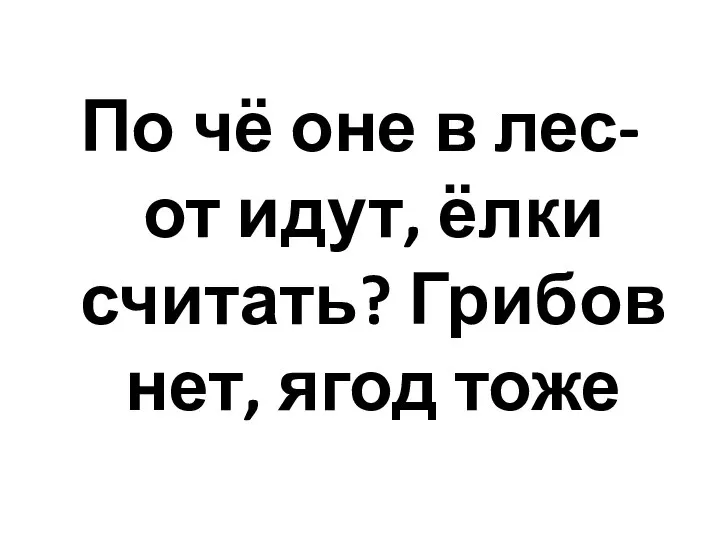 По чё оне в лес-от идут, ёлки считать? Грибов нет, ягод тоже