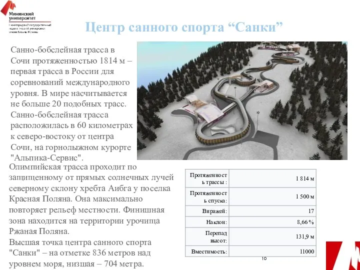 Центр санного спорта “Санки” Санно-бобслейная трасса в Сочи протяженностью 1814 м