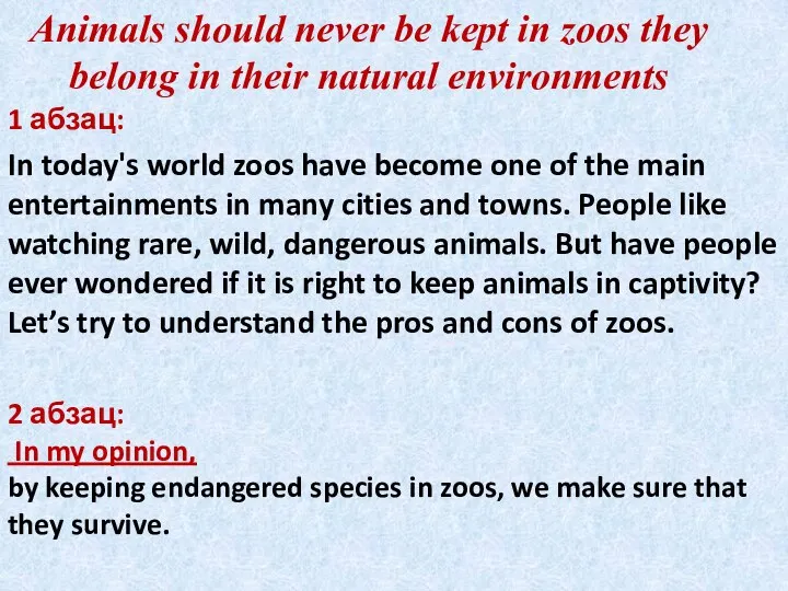 Animals should never be kept in zoos they belong in their