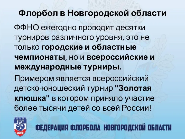 ФФНО ежегодно проводит десятки турниров различного уровня, это не только городские