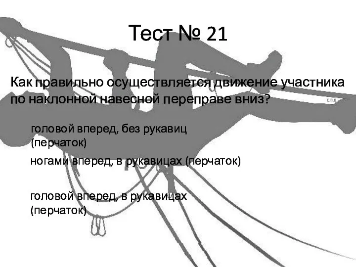 Тест № 21 Как правильно осуществляется движение участника по наклонной навесной