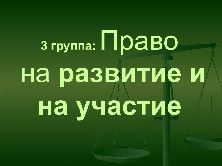 3 группа: Право на развитие и на участие