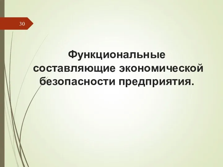 Функциональные составляющие экономической безопасности предприятия.