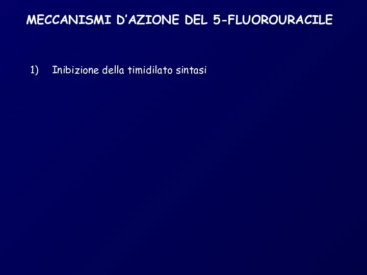 MECCANISMI D’AZIONE DEL 5-FLUOROURACILE Inibizione della timidilato sintasi