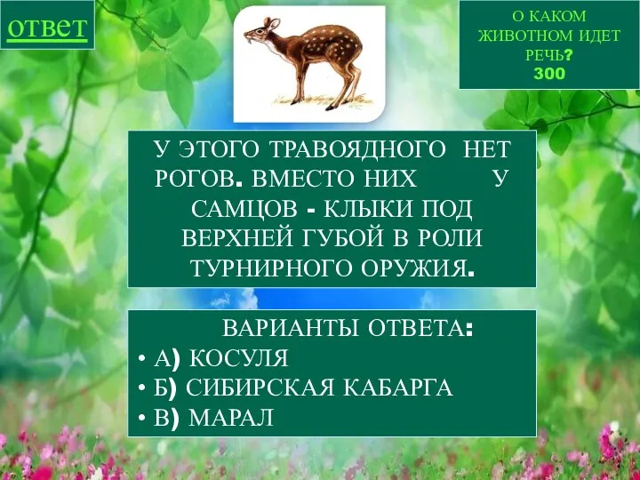 О КАКОМ ЖИВОТНОМ ИДЕТ РЕЧЬ? 300 ответ У ЭТОГО ТРАВОЯДНОГО НЕТ