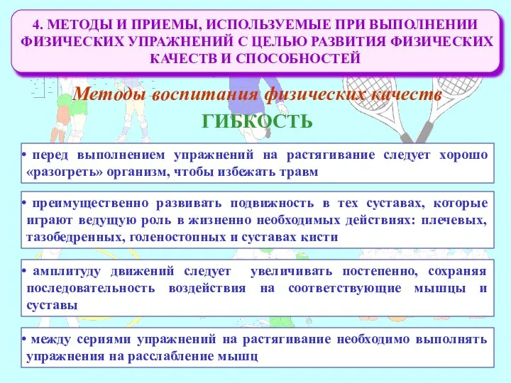 4. МЕТОДЫ И ПРИЕМЫ, ИСПОЛЬЗУЕМЫЕ ПРИ ВЫПОЛНЕНИИ ФИЗИЧЕСКИХ УПРАЖНЕНИЙ С ЦЕЛЬЮ