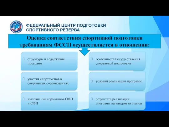 Оценка соответствия спортивной подготовки требованиям ФССП осуществляется в отношении: структуры и