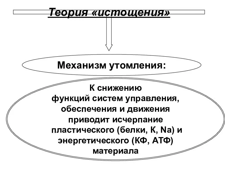 Теория «истощения» К снижению функций систем управления, обеспечения и движения приводит