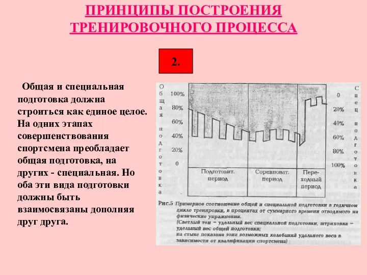 ПРИНЦИПЫ ПОСТРОЕНИЯ ТРЕНИРОВОЧНОГО ПРОЦЕССА Общая и специальная подготовка должна строиться как