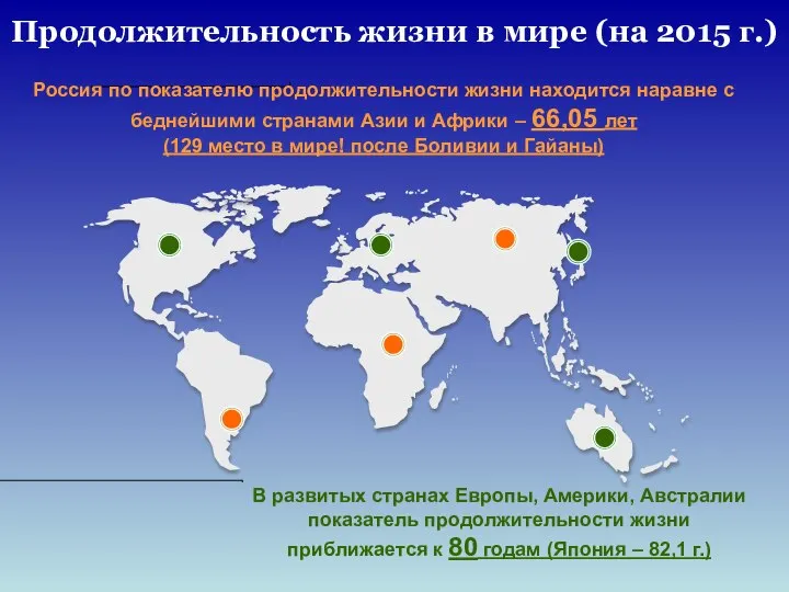 Россия по показателю продолжительности жизни находится наравне с беднейшими странами Азии