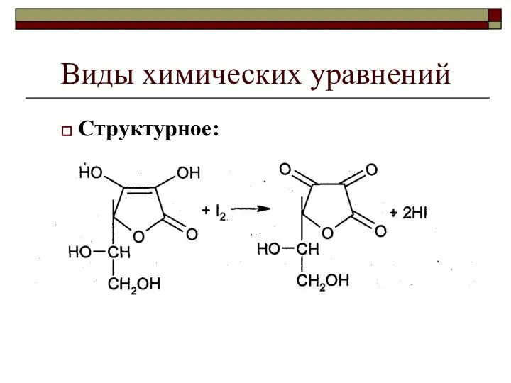 Виды химических уравнений Структурное: