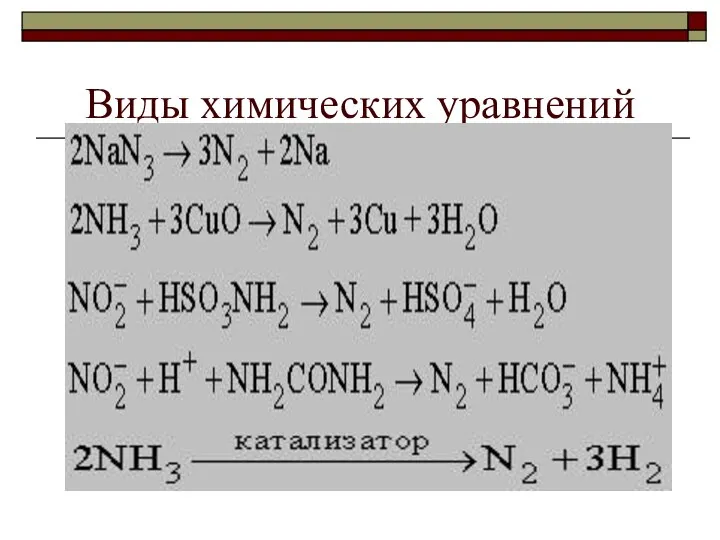 Виды химических уравнений