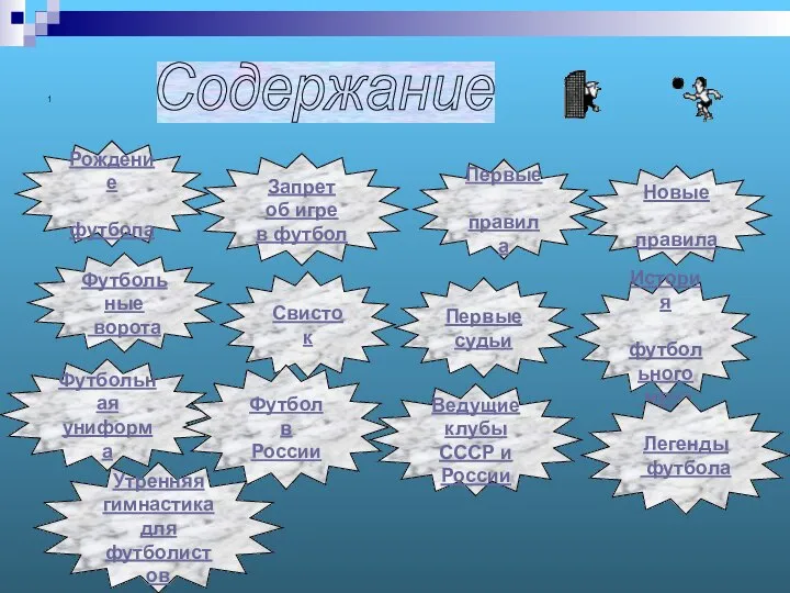 1 Содержание Рождение футбола Запрет об игре в футбол Первые правила