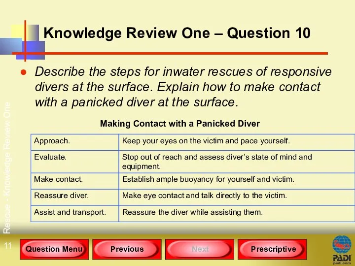 Rescue - Knowledge Review One Knowledge Review One – Question 10