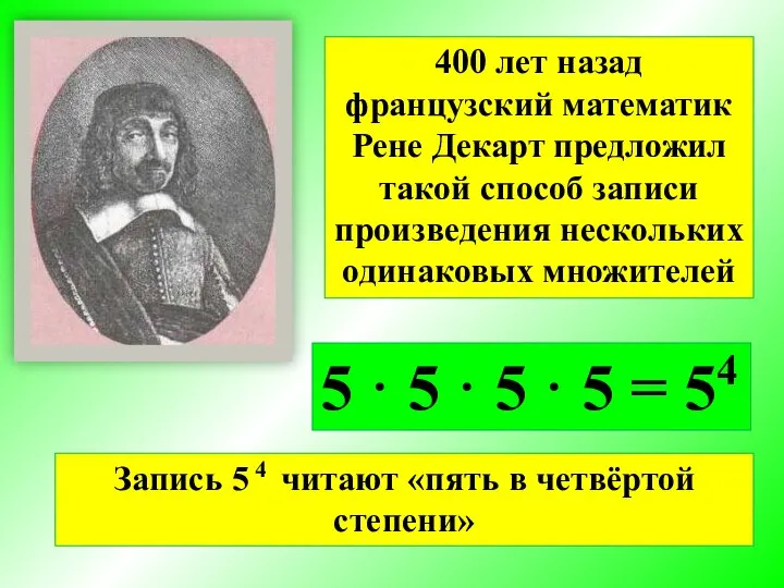 400 лет назад французский математик Рене Декарт предложил такой способ записи