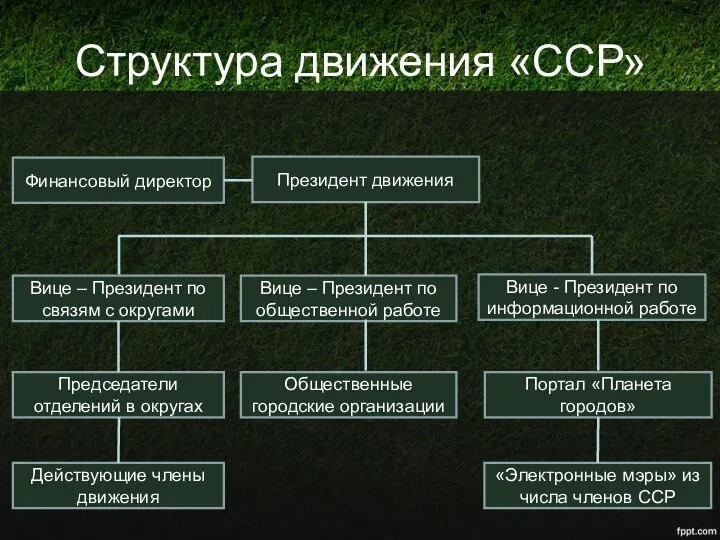 Структура движения «ССР» Президент движения Вице - Президент по информационной работе