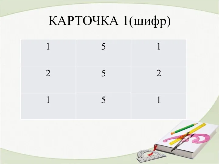 КАРТОЧКА 1(шифр)