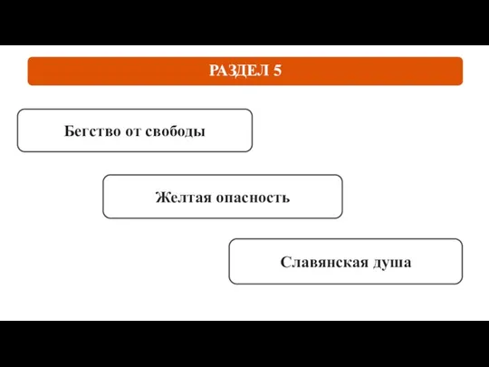 РАЗДЕЛ 5 Желтая опасность Бегство от свободы Славянская душа