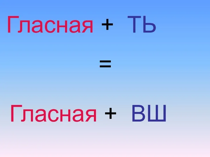 Гласная + ТЬ = Гласная + ВШ