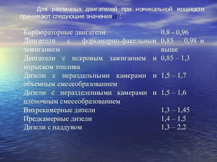 Для различных двигателей при номинальной мощности принимают следующие значения :