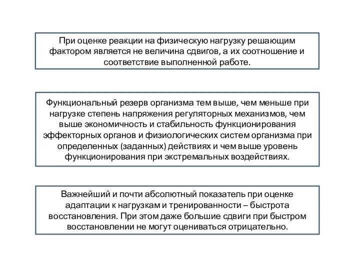 При оценке реакции на физическую нагрузку решающим фактором является не величина