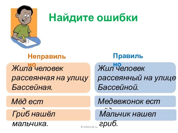 © InfoUrok.ru Найдите ошибки Неправильно Правильно